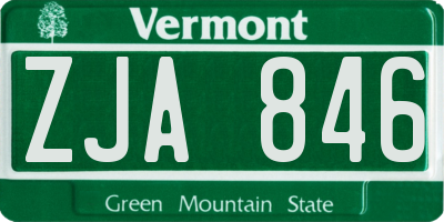 VT license plate ZJA846