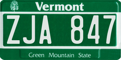 VT license plate ZJA847
