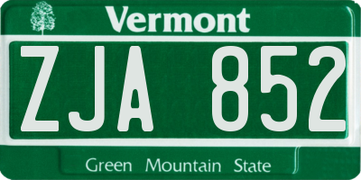 VT license plate ZJA852