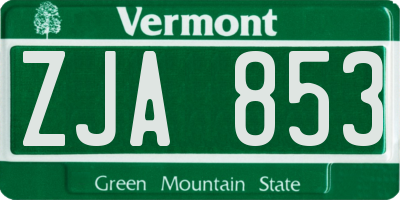 VT license plate ZJA853