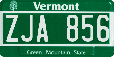 VT license plate ZJA856