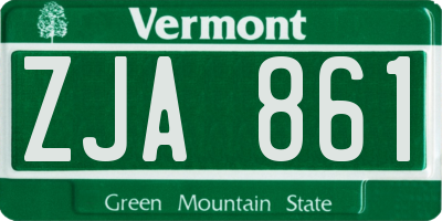 VT license plate ZJA861