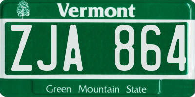 VT license plate ZJA864