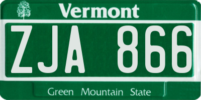 VT license plate ZJA866