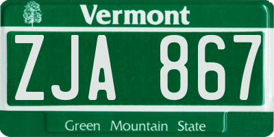 VT license plate ZJA867