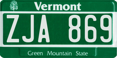 VT license plate ZJA869