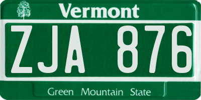 VT license plate ZJA876