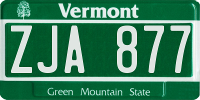VT license plate ZJA877