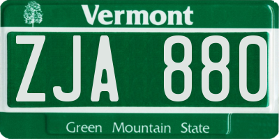 VT license plate ZJA880