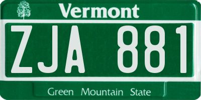 VT license plate ZJA881