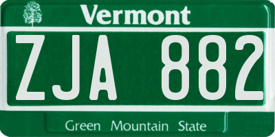 VT license plate ZJA882