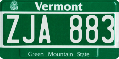 VT license plate ZJA883