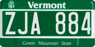 VT license plate ZJA884
