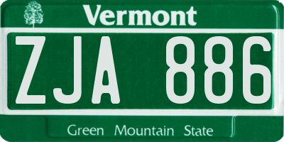 VT license plate ZJA886