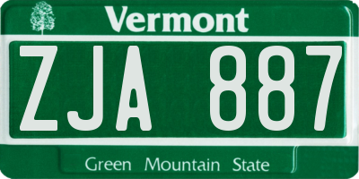 VT license plate ZJA887