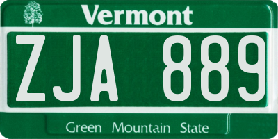 VT license plate ZJA889