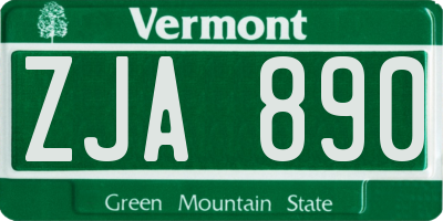 VT license plate ZJA890