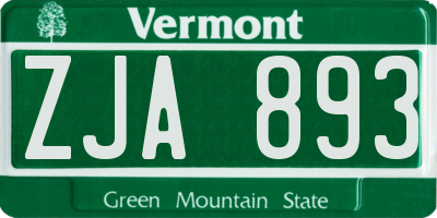 VT license plate ZJA893