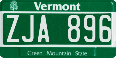 VT license plate ZJA896