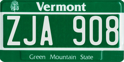 VT license plate ZJA908