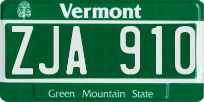 VT license plate ZJA910