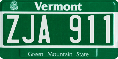 VT license plate ZJA911