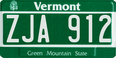 VT license plate ZJA912