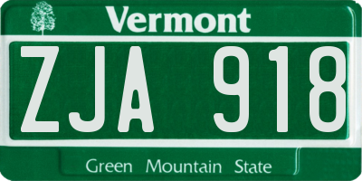 VT license plate ZJA918