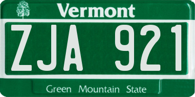 VT license plate ZJA921