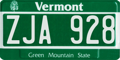 VT license plate ZJA928