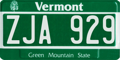 VT license plate ZJA929