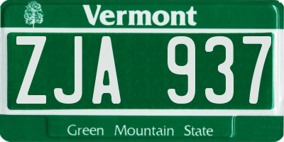 VT license plate ZJA937