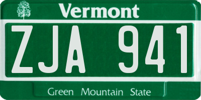 VT license plate ZJA941