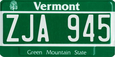 VT license plate ZJA945