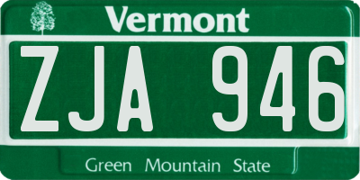 VT license plate ZJA946