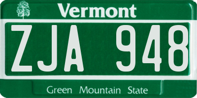 VT license plate ZJA948