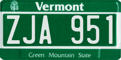 VT license plate ZJA951