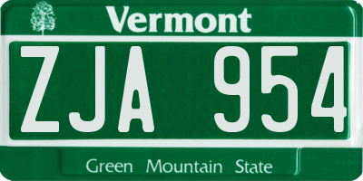 VT license plate ZJA954