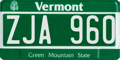 VT license plate ZJA960