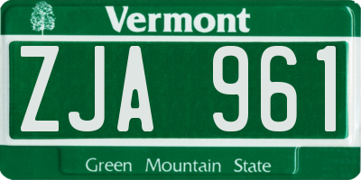 VT license plate ZJA961
