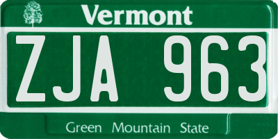 VT license plate ZJA963