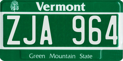 VT license plate ZJA964
