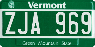 VT license plate ZJA969