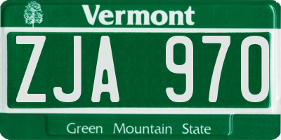 VT license plate ZJA970