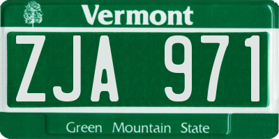 VT license plate ZJA971