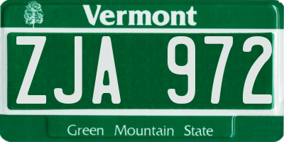 VT license plate ZJA972