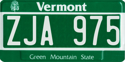 VT license plate ZJA975