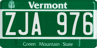 VT license plate ZJA976