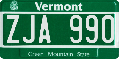 VT license plate ZJA990