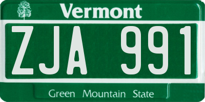 VT license plate ZJA991
